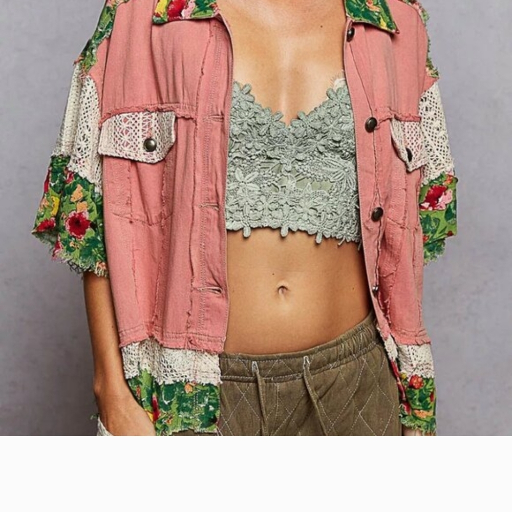 POL Pink Floral Button Down Shirt